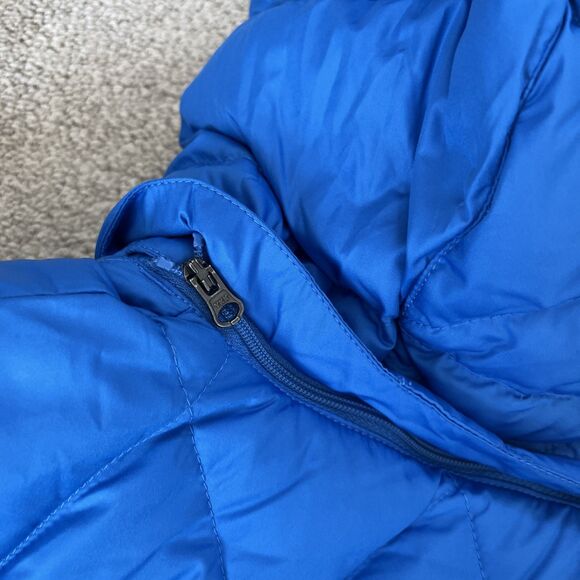 LL Bean's Down Puffer Jacket Boys Large 14-16 Blue Hooded Winter Sherpa Lined - Picture 8 of 8